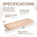 Homeforia 24 inch Natural Floating Shelf, High End Solid Real Wood 24inch Small Floating Shelves for Wall Mounted, Natural Wooden Floating Shelves, Heavy Duty Bracket, 24 X 6.5 X 1.75 in, Set of 4 by CozyNest Decor