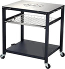 NUUK Double-Shelf Movable Outdoor Pizza Oven Table, 24" x 30" Stainless Steel Commercial Multifunctional Food Prep Worktable with Drawer on Wheels by CozyNest Decor
