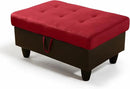 Ottoman Rectangular Storage Ottoman Bench, Flannel Footrest Stool Footstool with Lid for Living Room, Bedroom, Entryway, Red&Black, 35"x23.5"x17.5" by CozyNest Decor