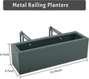15 INCH Metal Railing Planter Boxes - Hanging Planter for Outdoor Balcony Fence, Durable All-Weather Use with Adjustable Brackets, Modern Décor for Flowers, Succulents, Hanging Plants, Grey by GreenHaven Gardens