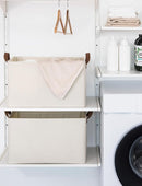 StorageWorks 45L Extra Large Fabric Storage Bins with PU Handles, Storage Baskets for Organizing, Large Laundry Basket, 2-Pack, Beige, 19" L X 13.25" W X 11" H by TinyTreasures Baby Boutique