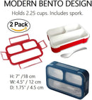 kinsho Snack Containers - Small Bento Lunch Box for Kids Girls Boys Toddlers | MINI Leakproof Boxes, Baby Bentobox for School Daycare Travel, Portion Containers, 2 pack, Red Navy Blue by TinyTreasures Baby Boutique