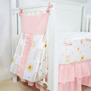 4-Piece Crib Bedding Set for Girls, Includes Comforter, Fitted Crib Sheet, Crib Skirt, and Diaper Stacker, Pink Rainbow by TinyTreasures Baby Boutique