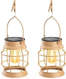 2 Pack Solar Outdoor Lights Metal Hanging Solar for Outside Lights Outdoor Waterproof Retro Design with Edison Bulb Decorative for Patio Porch Fence Garden Lawn by GreenHaven Gardens