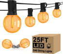 Halloween Orange String Lights, 25Ft G40 Outdoor Halloween Decorations Lights with 27 LED Shatterproof Orange Globe Bulbs, Hanging Patio Lights for Christmas Backyard Holiday Fall Party Garden Decor by TinyTreasures Baby Boutique