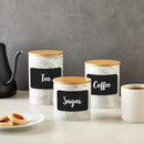 Farmlyn Creek Sugar & Coffee Container Set 3-Piece - White Marble Finish Ceramic Jar Set - Airtight Wood Lids - Ceramic Containers with Lids for Countertop Storage (5.9"/4.9"/3.9) by CozyNest Decor