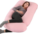 Pregnancy Pillow, Full Body Maternity Pillow 57 inch, with Removable Washable Cover - Sleep Support for Legs, Back, Neck, Shoulder, HIPS, Belly for Pregnent Women, Jersey Knit Cotton (Pink) by TinyTreasures Baby Boutique