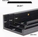 Giftgarden 24 Inch Black Floating Shelves Wall Mounted Woodgrain Picture Ledge Shelf for Storage Bedroom Bathroom Kitchen Living Room Office, Set of 3 Different Sizes by CozyNest Decor