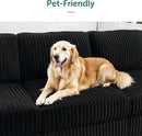 HONBAY Corduroy Modular Sectional Couch with Storage L-Shaped Sectional Couches for Living Room 6 Seater Modular Sectional Sofa, Black by CozyNest Decor