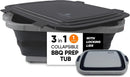 BBQ Prep Tub Collapsible X-Large with Cutting Board, Locking Lid – Meal Prep Food Prep Containers with Lids for Resting Meat –3 Adjustable Height - Ideal for Camping, Picnic, Dish Basin by GreenHaven Gardens