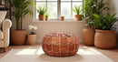 Stuffed Arch Design Moroccan Leather Pouf Ottoman, Handmade, Pre-Filled, 100% Genuine Leather, 14” Height x 22” Diameter – Boho Chic Footstool & Living Room Décor (Dark Tan) by CozyNest Decor