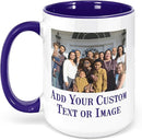 Personalized Coffee Mug, Custom Photo Text 15 Oz Ceramic Mug, Customized Picture Name Tea Cup, Unique Gift Idea, Taza Cafe Personalizadas Fotos, Cute Custom Gifts Mom Women Men, Mother's Day, Navy by TinyTreasures Baby Boutique