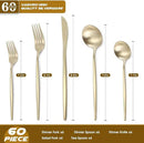 Matte Champagne Gold Silverware Set, 60-Piece Stainless Steel Flatware set, Service for 12, Tableware Cutlery Set, Satin Finish,Utensils for Kitchen, Dishwasher Safe by CozyNest Decor