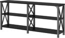 LVB Industrial Entryway Table, Farmhouse Rustic Console Tables Behind Couch, Long Metal Wooden Sofa Table with Storage Shelf, Modern Foyer Hallway Table for Living Room Bedroom, Black Oak, 63 in by CozyNest Decor
