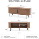 mopio Quin TV Stand, Mid Century Modern for 55/60/65 inch TV, Farmhouse TV Stand, Entertainment Center with Storage, TV and Media Console for Living Room (Walnut, 59" Tambour) by CozyNest Decor