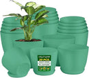 Planter Pots with Drainage Holes - Lightweight, Durable, & Space-Saving Pots for Indoor and Outdoor - Versatile Functionality, Simple Modern Design, Set of 20 Plastic Planter Pots Mint by GreenHaven Gardens