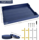 Coffee Table Tray - Large Ottoman Tray for Living Room - Wood Serving Tray with Handles(2 Sets) - Wooden Trays for Coffee Tables, 4 Round Coasters Included, Deep Blue by CozyNest Decor
