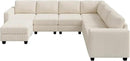 HONBAY Corduroy Sectional Sofa with Storage, U Shape Modular Sectional Sofa with Chaise, Modular Couches for Living Room, Beige by CozyNest Decor
