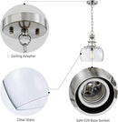 WUZUPS Chandelier Rustic Farmhouse Industrial Round Ceiling Pendant LED Light Fixture with Clear Glass Shades for Dining Room Kitchen Island Foyer Entryway, H 13" x W 10", E26 Base, Brushed Nickel by CozyNest Decor