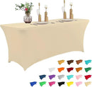 IVAPUPU 4FT Table Cloth for Rectangular Fitted Events Stretch Champagne Table Covers Washable Cover Spandex Tablecloth Protector for Party, Wedding, Cocktail, Banquet, Festival by CozyNest Decor