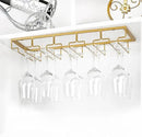 Wine Glass Rack - Under Cabinet Stemware Wine Glass Holder Glasses Storage Hanger 1 Pack Metal Organizer for Bar Kitchen 5 Rows Gold by CozyNest Decor