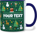 Personalized Mug for Kids - Christmas - Custom Name/Text, Ceramic Hot Chocolate/Cocoa/Coffee Cup for Boys/Girls, Holiday/Birthday Gift - 11 oz, Navy Blue Handle by TinyTreasures Baby Boutique
