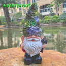 Solar Powered Gnome with Flower Hat and Shovel, Decorated Solar Light, Garden Decorations Statues, Garden Light Decor by GreenHaven Gardens