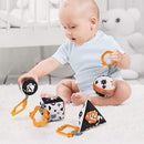 TUMAMA High Contrast Shapes Sets Baby Toys, Black and White Stroller Toy for Car Seat Baby Plush Rattles Rings Hanging Toy for 0 3 6 9 to 12 Months, Newborn,Toddlers,Infants (4 Packs) by TinyTreasures Baby Boutique