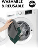 Fantasticlean Microfiber Cleaning Cloth Roll -75 Pack, Tear Away Microfiber Towels, 12" x 12", Reusable, Washable, Scratch Free, Ultra Absorbent Dish Rags for Car, Home, Garage or Shop (Forest Green) by CozyNest Decor