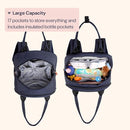 BabbleRoo Diaper Bag Backpack - Baby Essentials Travel Tote - Multi Function Waterproof Diaper Bag, Travel Essentials Baby Bag with Changing Pad, Stroller Straps & Pacifier Case - Unisex, Navy Blue by TinyTreasures Baby Boutique