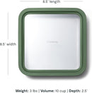 Caraway Glass Food Storage, 10 Cup Glass Container,Ceramic Coated Food Container,Easy to Store, Non Toxic, Non Stick Lunch Box Container with Glass Lids. Dishwasher, Oven,Square Shape,Sage by TinyTreasures Baby Boutique