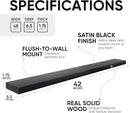 Homeforia Floating Black Shelf 42 inch, High End Solid Real Wood 42 inches Long Floating Shelves for Wall, Black Wooden 42inch Large Floating Shelves, Heavy Duty Bracket, 42 X 6.5 X 1.75 in, Set of 2