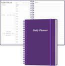Daily Planner Undated - A5 To Do List Notebook Hourly Schedules, Spiral Appointment Planner for Women and Men, PVC Hardcover, Inner Pocket, Elastic Closure, 5.8" x 8.3", Purple by TinyTreasures Baby Boutique