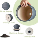 10 Inch Ceramic Planter Round Plant Pots for Plants Indoor Outdoor Glaze Large Flower Pot with Drainage Hole and Saucer Gray by GreenHaven Gardens