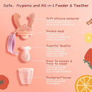 Baby Fruit Food Feeder - Silicone Nibble Tray Combo - Breastmilk Popsicle Mold for Cooling Relief, BPA Free Mesh Feeder for Infant Self Feeding (Antler Pink + Pineapple) by TinyTreasures Baby Boutique