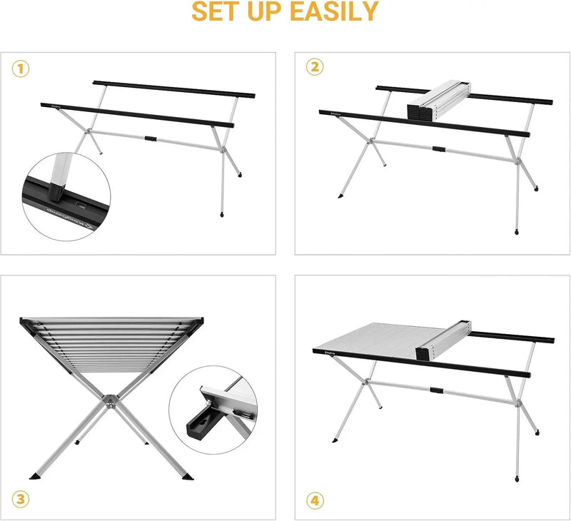 KingCamp Camping Table Roll up Aluminum Folding Table Lightweight Large Portable Foldable Camp Table for Picnic Camping Barbecue Backyard Beach Tailgate Indoor Outdoor, 4-6 Person, Support 176lbs, photo 6 of 6