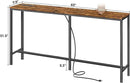 SUPERJARE Console Table with Outlet, 63 Inch Sofa Table with Charging Station, Narrow Entryway Table, Behind Couch Table, for Living Room, Plants - Rustic Brown by CozyNest Decor