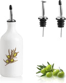 Sweejar Porcelain Olive Oil Dispenser Bottle, Opaque Oil Cruet Protects Oil to Reduce Oxidation, Suitable for Storage of Oil, Vinegar, Soy Sauce and Other Liquids, Pack of 1, 15.5 Oz (Olive Leaf) by CozyNest Decor