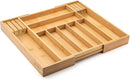 Bamboo Drawer Organizer with Knife Blocks - Silverware Organizer & Utensil Drawer Organizer, Cutlery Tray with Dividers, 7-9 Slots- Premium Kitchen Organizer for Utensils & Flatware (Natural) by CozyNest Decor