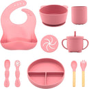 Silicone Baby Feeding Set 10 Pcs, Baby Led Weaning Supplies, Baby Feeding Supplies Set BPA Free, Baby Essentials for Newborn Gift Red by TinyTreasures Baby Boutique
