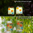 Starsoul 2 Pack Hanging Solar Lantern Outdoor Waterproof Glass Butterfly and Flowers Decorative Solar Lights for Outside Garden Yard Table Patio Decor by GreenHaven Gardens