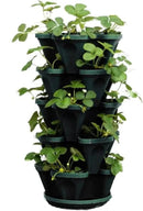 Mr. Stacky 1305-HG 5-Tier Stackable Strawberry, Herb, Flower, & Vegetable Planter - Vertical Gardening Indoor / Outdoor Stacking Garden Pots Hunter Green, 22.5 Quarts by GreenHaven Gardens