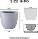 Kante 14 Inch Dia Round Concrete Planter, Indoor Outdoor Large Plant Pot with Drainage Hole and Rubber Plug for Home Patio Garden, Slate Gray by GreenHaven Gardens