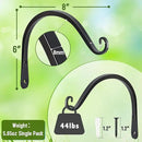 FEED GARDEN 2 Pack 8 Inch Hanging Plant Bracket Wall Hooks Decorative Plant Hangers for Outdoor Hanging Bird Feeders, Wind Chimes, Plant Baskets, Black by GreenHaven Gardens