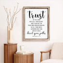 Christian Wall Signs, Rustic Home Decor, Church Room Decoration, Proverbs 3:5-6 Sign, Framed Wall Plaque Sign 15 * 11.5 inches, Trust in the Lord with All Thine Heart by CozyNest Decor