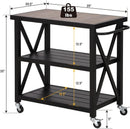 PHI VILLA Outdoor Grill Table, Elegant Grill Cart with Ceramic Wood Grain Table Top, Serving Cart with Shelves, Patio Grilling Backyard BBQ Grill Cart, Black by GreenHaven Gardens