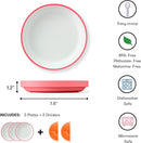Omie® Easy Scoop Plates for Kids | Unique Design Helps Food Fall into the Spoon, Not on the Table | Made from Plants | 3 Plates + 2 Silicone Dividers | Pink by TinyTreasures Baby Boutique