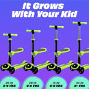 SKIDEE Kick Scooters for Kids Ages 3-5, Adjustable Height Foldable Scooter with Removable Seat, 3 LED Light Wheels, Rear Brake, Wide Standing Board, Suitable Up to 12 Year Old Boys/Girls by TinyTreasures Baby Boutique