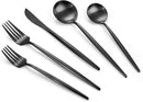 Matte Black Silverware Set, 40-Piece Stainless Steel Flatware Set, Tableware Cutlery Set Service for 8, Satin Finish Utensils Set, Knife Fork Spoon Set for Home and Restaurant, Dishwasher Safe by CozyNest Decor