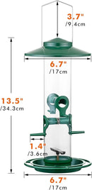 iBorn Bird Feeders for Outdoors, 2LB Metal Bird Feeders 17cm Large Roof &Tray, 4 Feeding Ports, Green Finish by CozyNest Decor